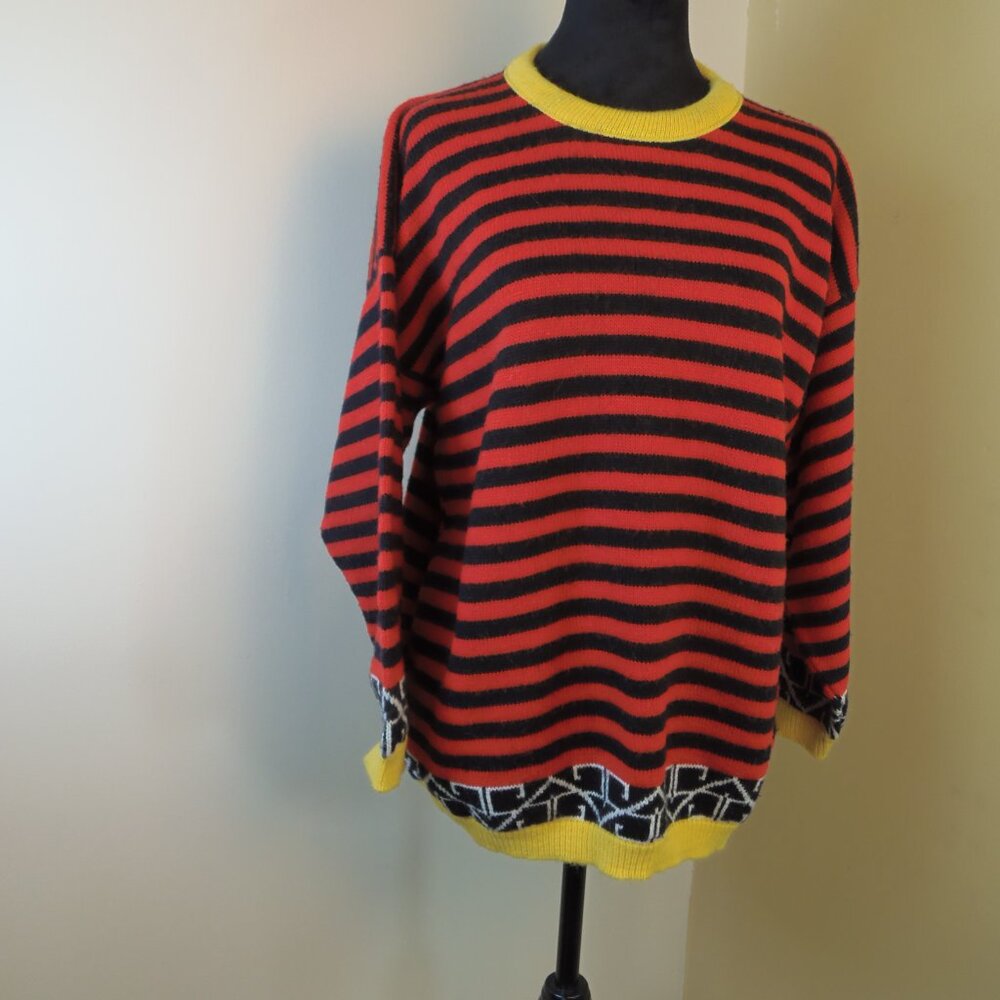 Vintage Y2K Jonathan Cass‎ Striped Sweater Bold Colorful  Retro Vibes